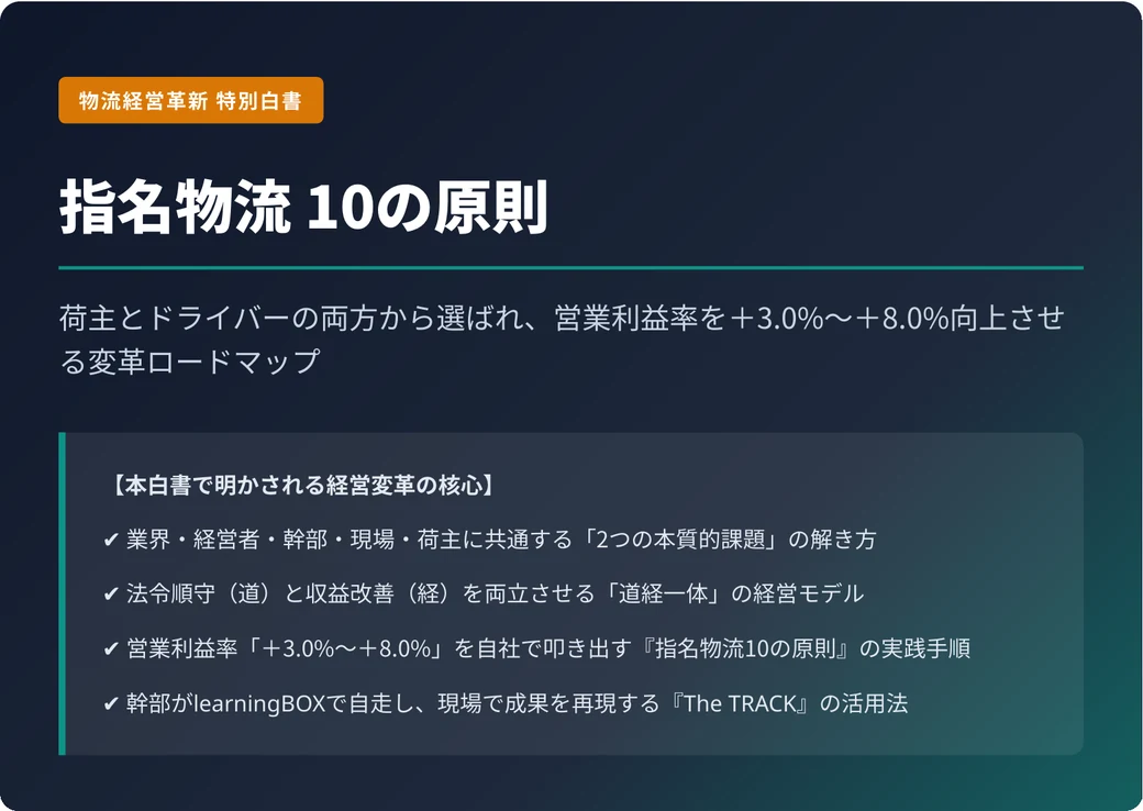 特別経営白書『指名物流 10の原則』の表紙